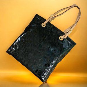 Michael Kors AV-1212 Patent Leather MK Monogram Double Handle Large Shopper Tote
